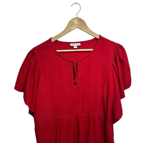 Knox Rose Red Flowy Tiered Textured Mini Dress, XL - Picture 4 of 12